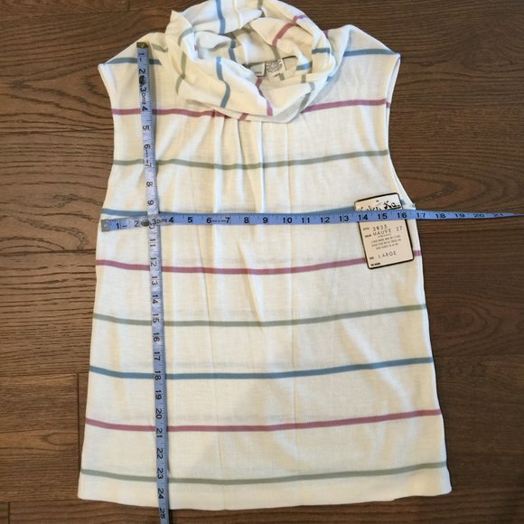 Vintage Dead Stock Helen Kay for Lucky Tops Sleeveless Stripe Cowl Neck Top Sz L - Picture 8 of 8